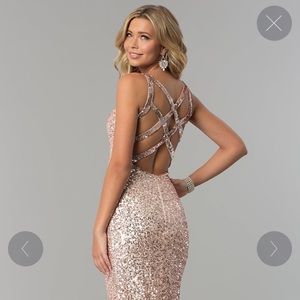 Rose gold sequin prom / formal gown